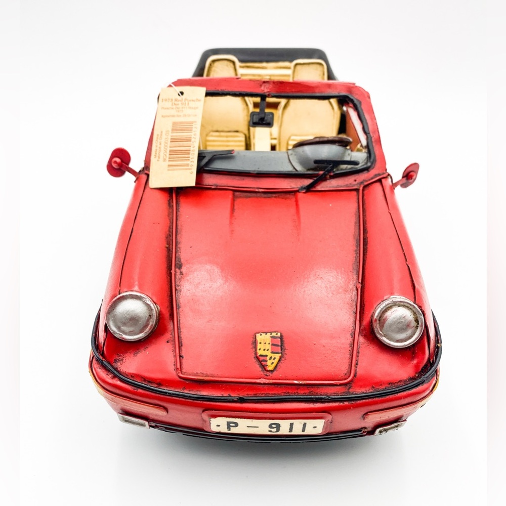 Retro Classic Handmade Iron '1973 Red Porsche Der 911' Model Craft Figure - Picture 3 of 6